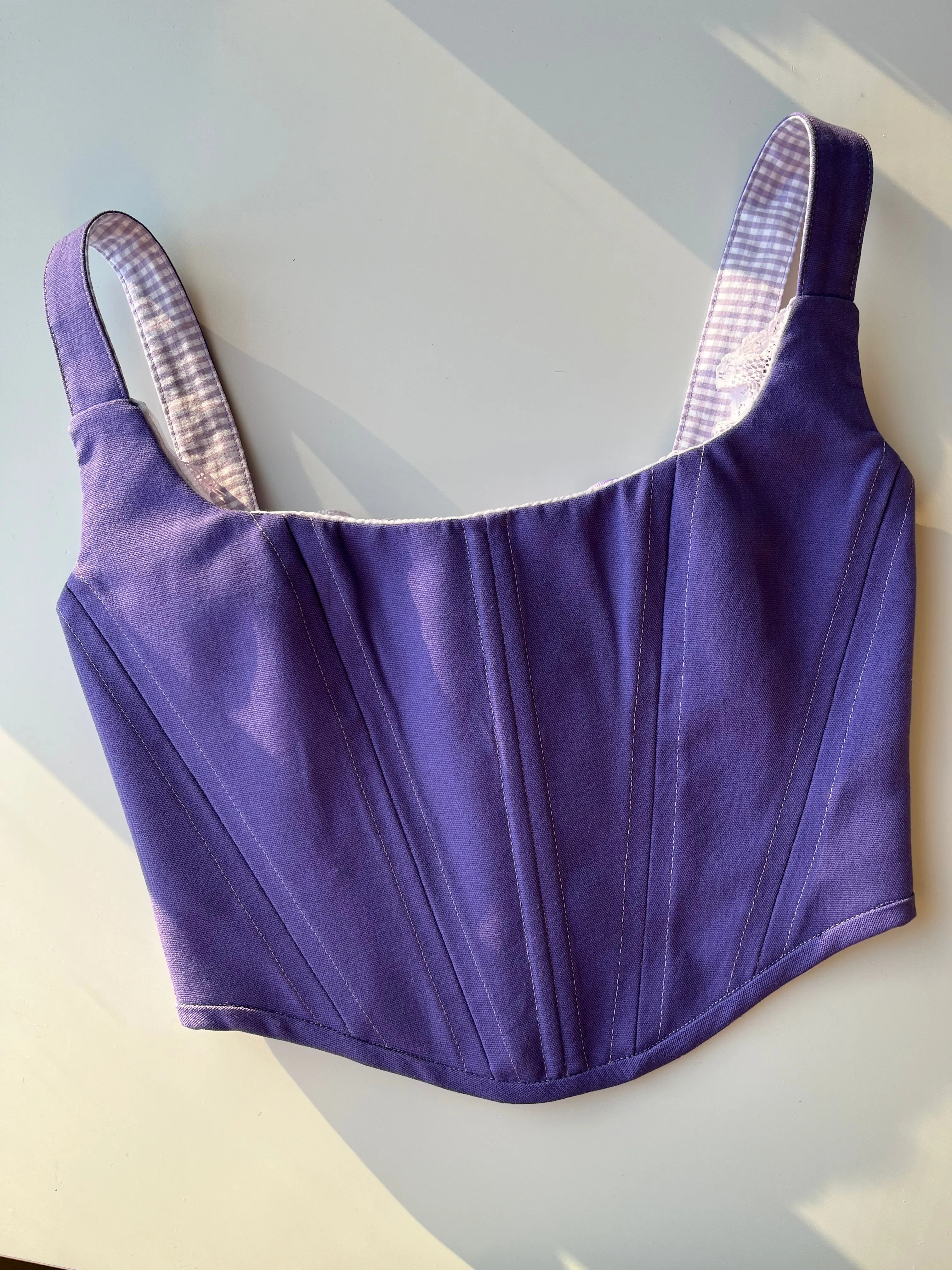 Reversible purple/ lavender gingham corset size S/M