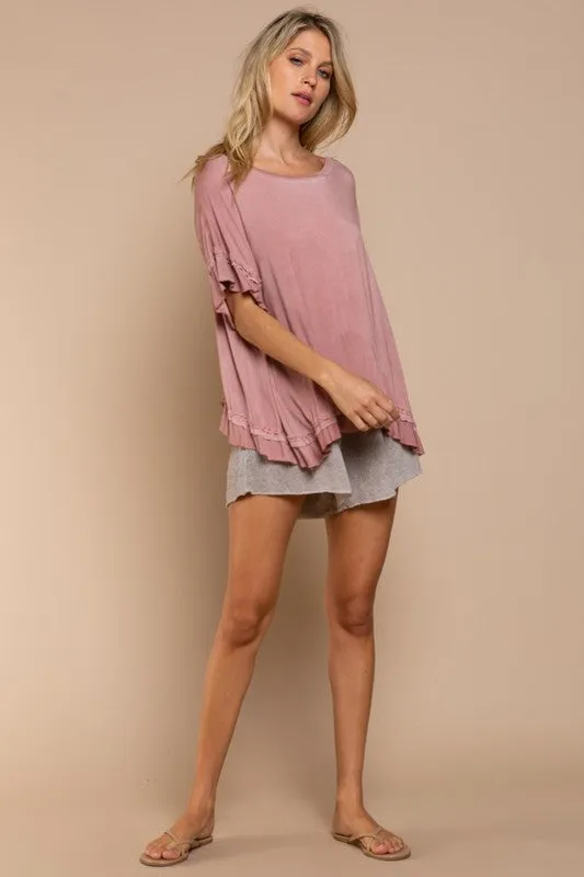 Ruffle Overlay Knit Top