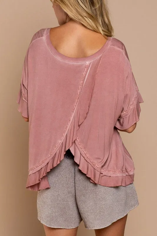 Ruffle Overlay Knit Top