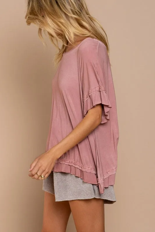 Ruffle Overlay Knit Top