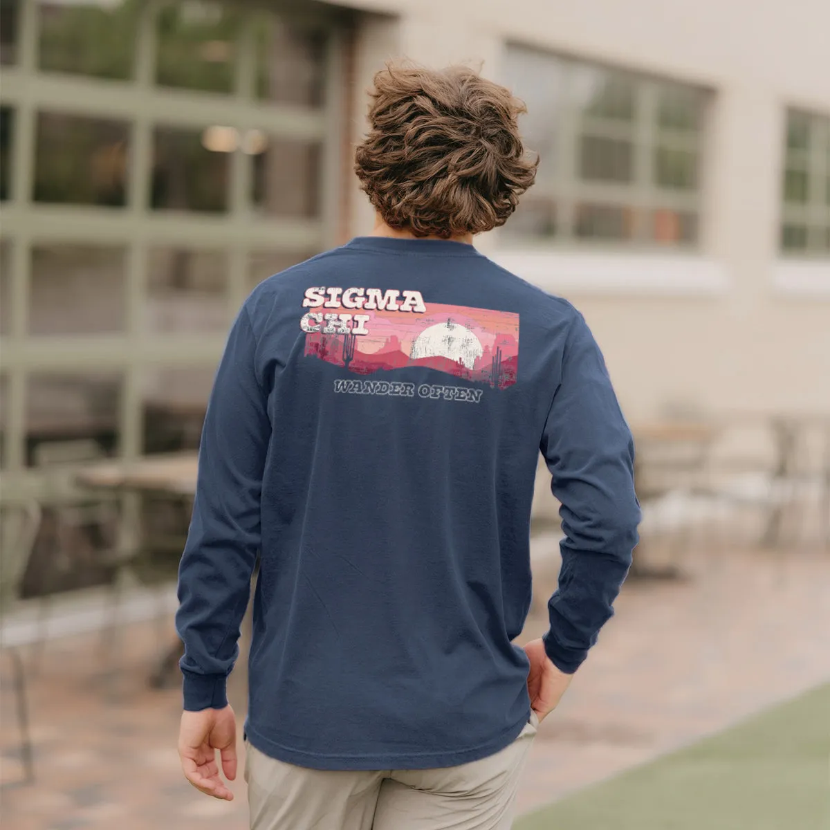 Sigma Chi Comfort Colors Wander Often Long Sleeve Pocket Tee