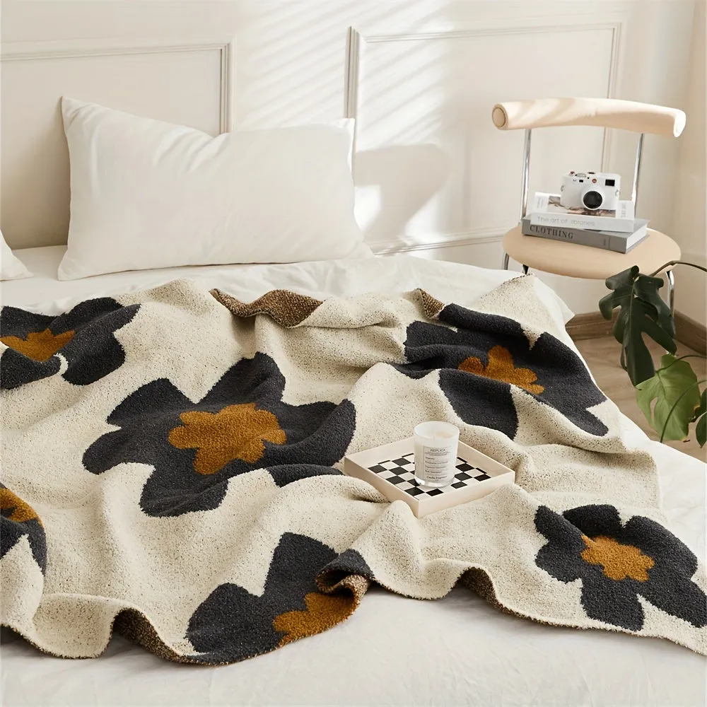 Stay Warm and Cozy with this Beautiful Nordic Flower Pattern Knitted Blanket!