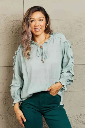 Take A Chance Ruffled Long Sleeve Blouse