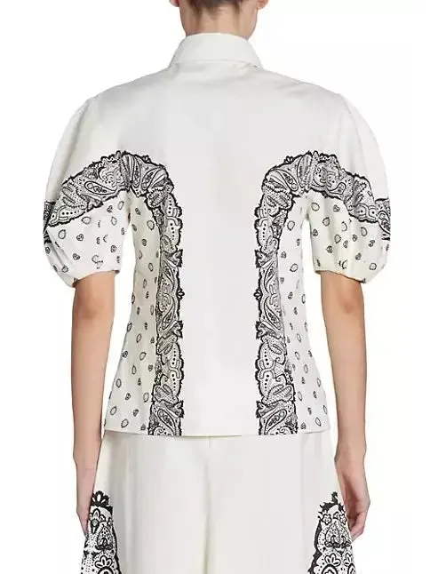 Women’s Bandana Paisley Puff-Sleeve Blouse