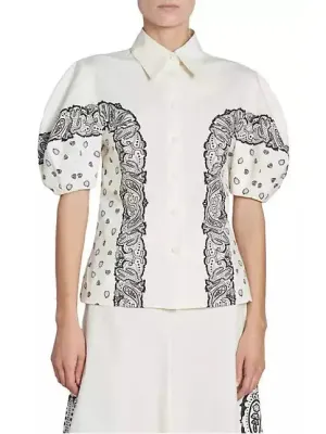 Women’s Bandana Paisley Puff-Sleeve Blouse