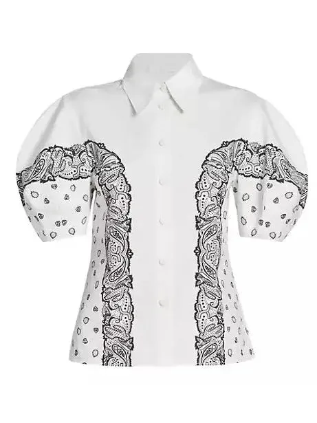 Women’s Bandana Paisley Puff-Sleeve Blouse