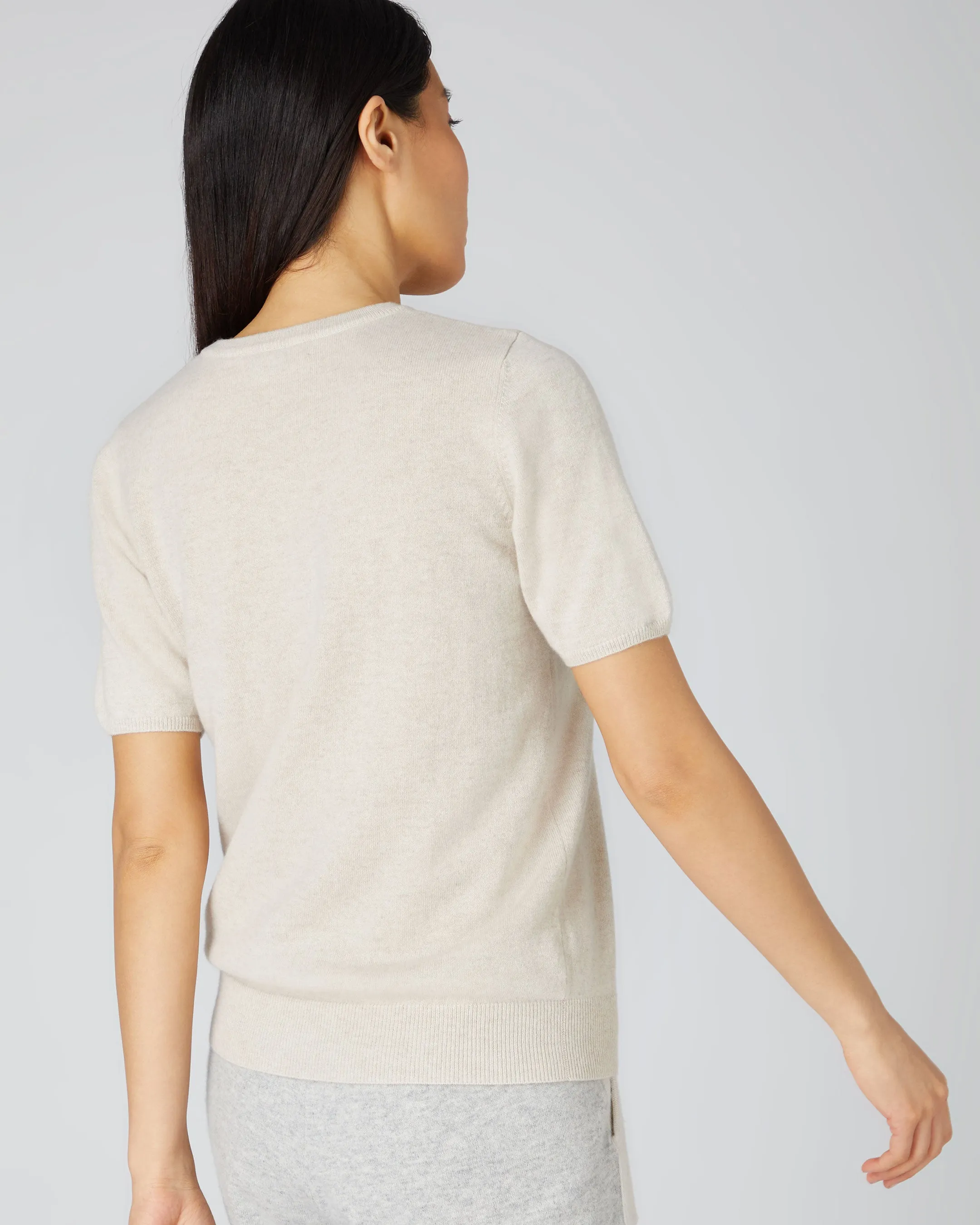 Women's Milly Classic Cashmere T-Shirt Ecru White