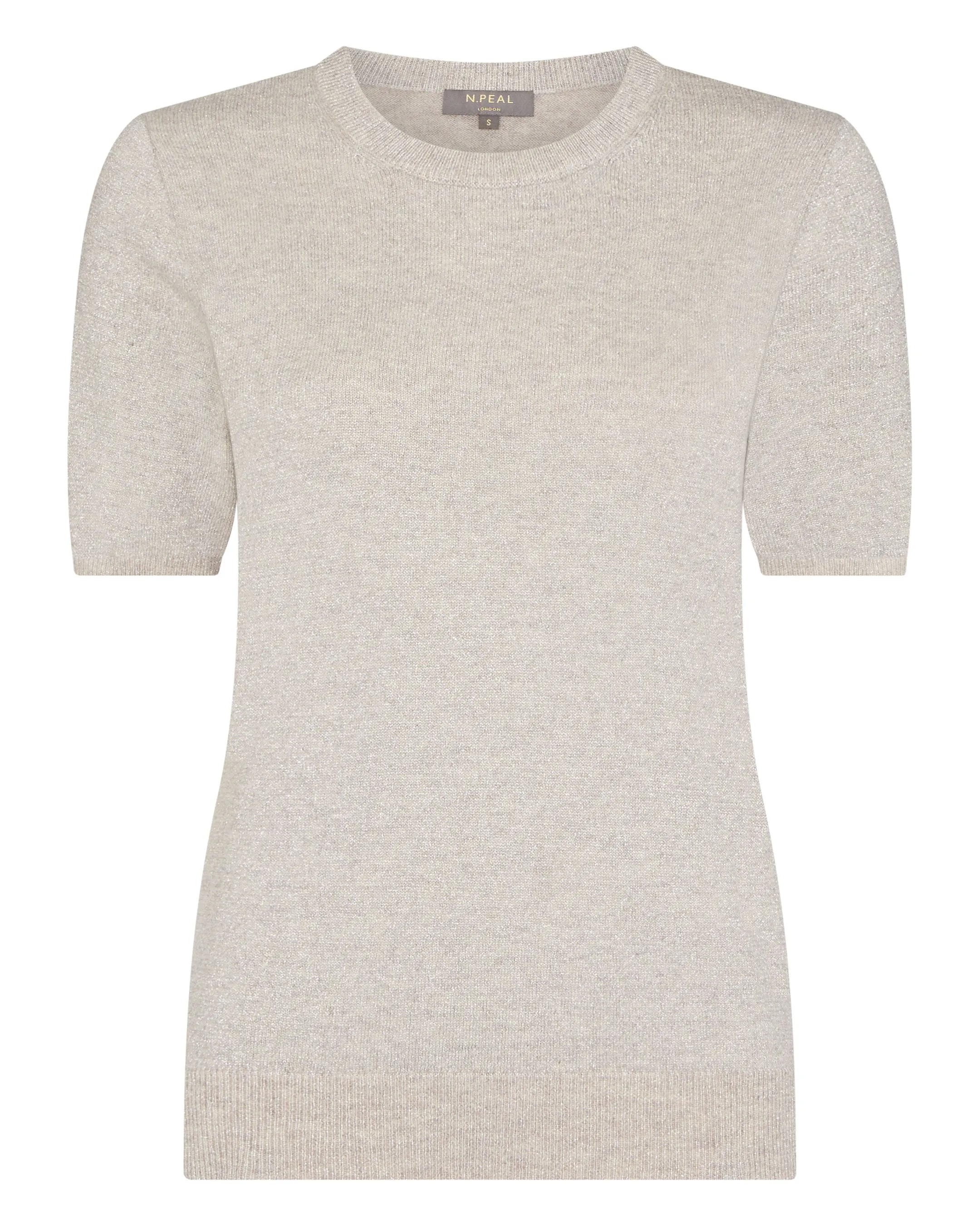 Women's Milly Classic Cashmere T-Shirt With Lurex Sand Brown Sparkle