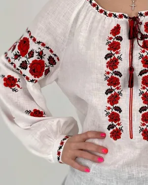 Women's vyshyvanka with roses